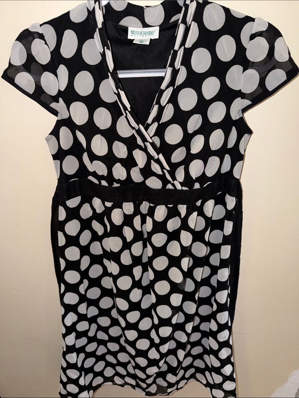 Motherhood Maternity Black and White Polka Dot Wrap Tunic